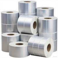 Rouleau d'étiquettes thermiques directes argentées 50 mm de largeur, imperméables, résistantes aux rayures et à l'usure, personnalisables en PET pour supermarchés et épiceries