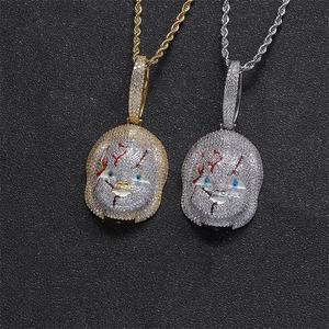 Collar con Colgante de <span class=keywords><strong>Chucky</strong></span> para Mujer para Halloween, Joyería de Hip Hop en Latón con Baño de Oro <span class=keywords><strong>Real</strong></span> y Circonitas Brillantes - Product Image 4