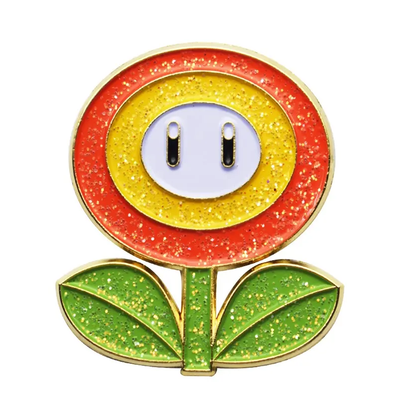 Custom High Quality Cloisonne Polished Alloy Brooches Pins for the Fans of Mari The Great Sunflower