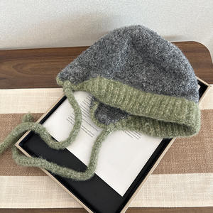 Chapeaux d'hiver tricotés élégants avec tissu en laine douce et liens tressés réglables <span class=keywords><strong>pour</strong></span> une protection contre le froid - Product Image 5