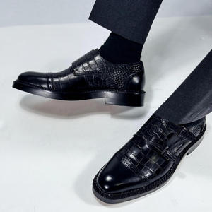 Zapatos de cuero de doble botón para hombre, estilo nuevo, zapatos de cuero para hombre de negocios, zapatos formales negros, zapatos de vestir y Oxfords - Product Image 4