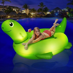 Chaise-lit gonflable octogonale en PVC en forme de tortue avec lumière LED solaire flottante sur l'eau, dossier inclinable, 127 cm x 180 cm, pour piscine - Product Image 2