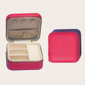 Portable Zipper Organizer Case Display Luxury Jewelry Case Ring Storage Box Travel For Women Girls