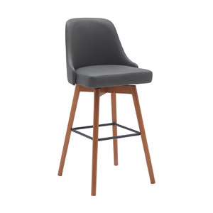Sedia altezza barra girevole in legno con legno massello per sgabelli da Bar HMS 30 \ "grigio e legno marrone in ecopelle - Product Image 1