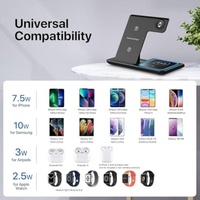 Soporte Plegable para Teléfono, Estación de Carga Rápida Inalámbrica de 15W para Teléfono, Auriculares y Reloj