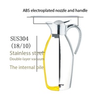 Hocomaid 83210S Jarra Térmica de Acero Inoxidable 304, 138x325mm, Garantía de 5 Años, LFGB, 0.6kg, para Hoteles y Reuniones