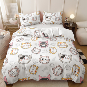 Juego de Ropa de Cama <span class=keywords><strong>Infantil</strong></span> Moderna con Estampado 3D de Gato Negro de Dibujos Animados, Juego de <span class=keywords><strong>Funda</strong></span> Nórdica de Microfibra de 3 Piezas para Uso Doméstico - Product Image 6