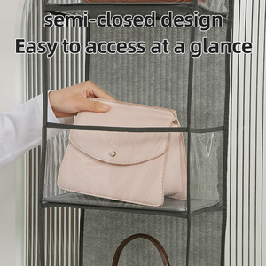 Sac suspendu sur la <span class=keywords><strong>porte</strong></span>, rangement pour sacs à main, <span class=keywords><strong>organisateur</strong></span> <span class=keywords><strong>de</strong></span> fournitures diverses avec 4 et 6 étagères, <span class=keywords><strong>organisateur</strong></span> mural en tissu avec poches transparentes - Product Image 4