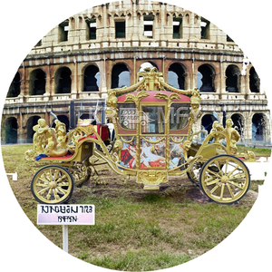 Carruaje de Lujo de 4 Ruedas con Hojas de Oro, Elegante Escultura de Poseidón para Exteriores, Transporte de Lujo Único para Fiestas Navideñas - Product Image 1