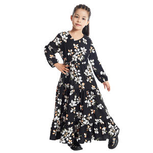 Kualitas tinggi 4 warna dicetak anak-anak Abayas anak perempuan Muslim gaun bunga anak-anak Arab Turki panjang Maxi jubah perempuan - Product Image 2