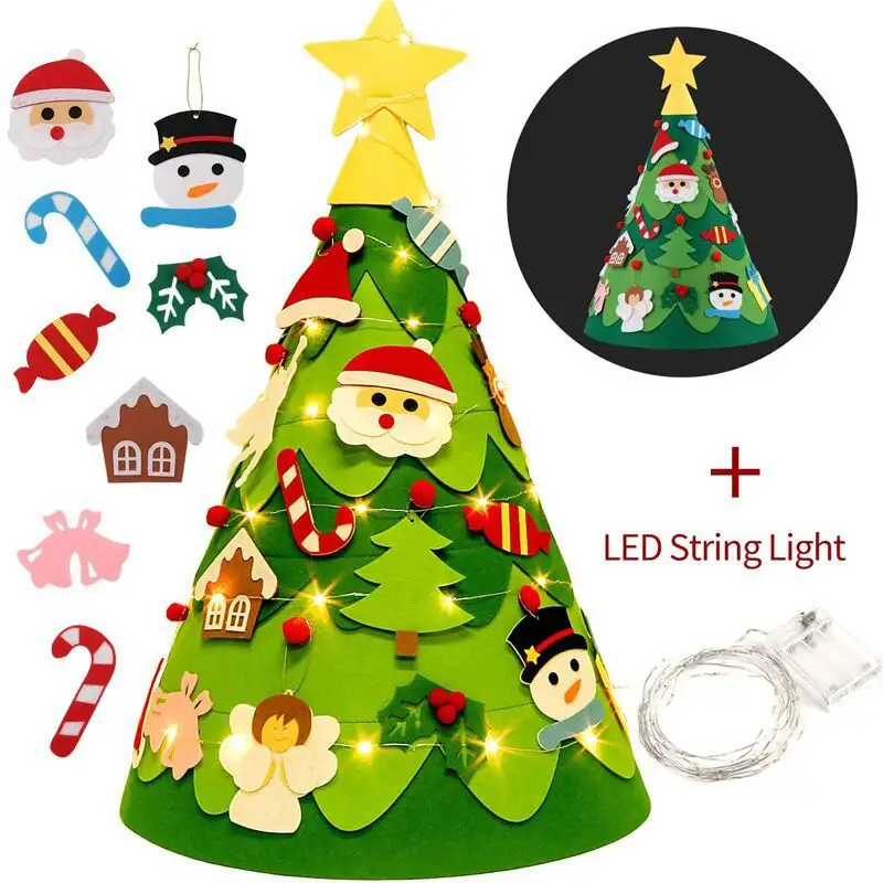 Amazon Most Popular diy Handmade Felt Ornaments Wall Hanging Stocking Kids Toy Christmas Tree Ornaments Decorations Set