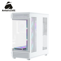 AntarcChill White Panoramic Glass Case Full Tower ATX 360mm Liquid Cooler USB3.0 Type C Gaming Computer Case
