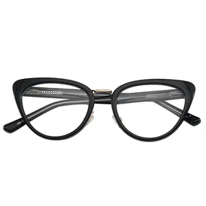新款设计时尚猫眼电脑眼镜女眼镜光致变色太阳镜金属眼镜架时尚眼镜