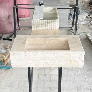 Lavabo de Baño Integrado de Lujo Rústico de Mármol Travertino, Duradero, Ecológico, Hecho a Mano con Piedra Natural, Personalizado - Product Image 3