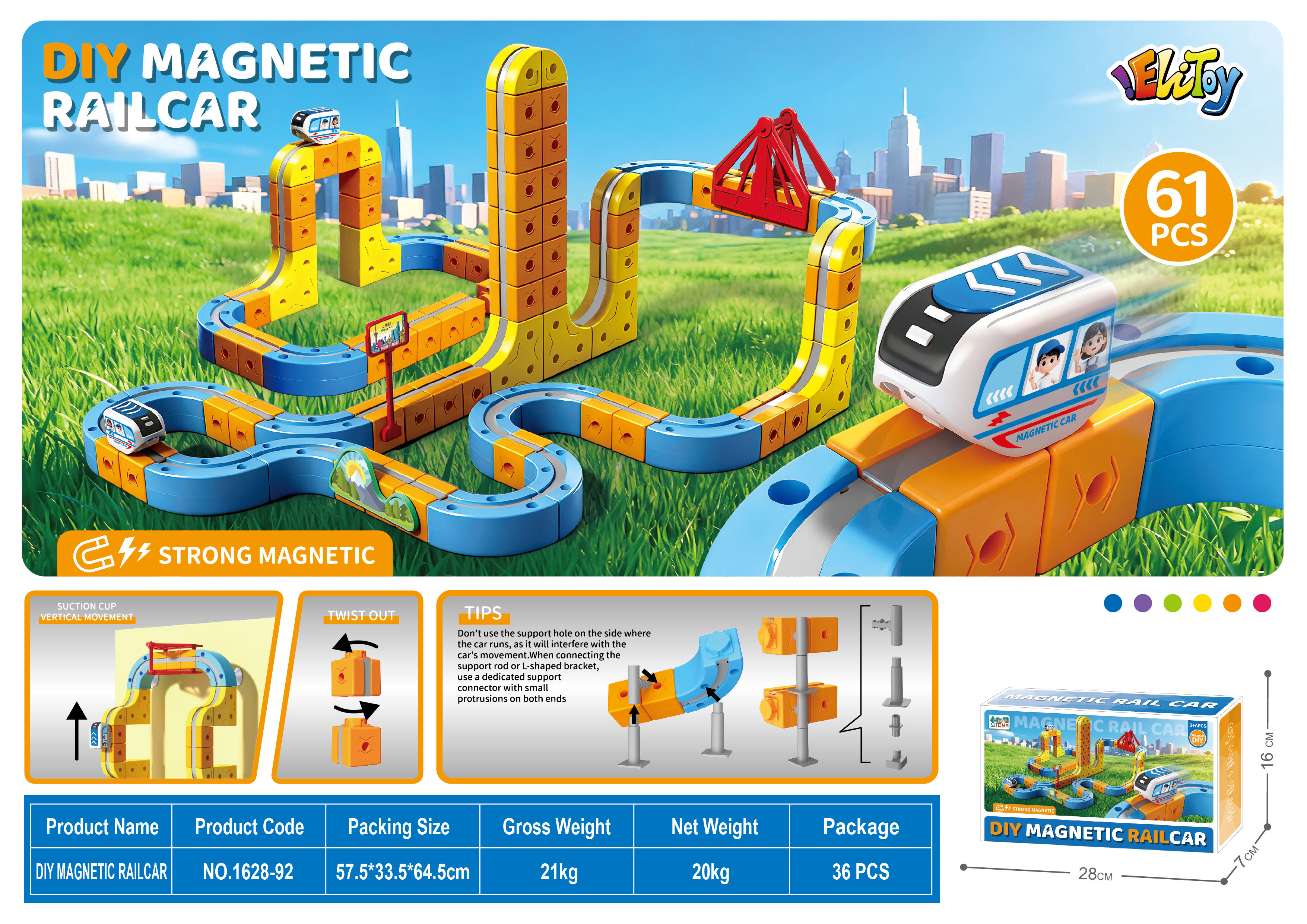 Transforming 3D Train Track Set - 61 pcs with Accessories