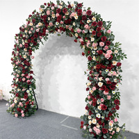 Arche de fleurs artificielles en métal écologique la plus vendue 2026, ensemble fond blanc en forme de corne, 1,5 m de haut pour mariages et événements