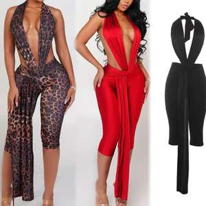 Peeqi K25Q81851 Neuer Ärmelloser Rückenfreier Bandage-Overall mit 7/8-Ärmeln und Shorts, Einteiler, Lässige Streetwear für Damen - Product Image 1