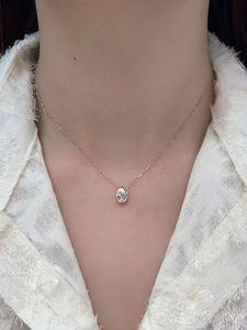 Collier en or jaune 18 carats Xinfly, chaînes fines, diamant naturel 0,6 carat, style avocat, comme des gouttes de rosée glacées, bijoux tendance - Product Image 5