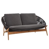 Ensemble de salon de jardin en rotin et bois massif de style nordique, table basse, mobilier de loisirs imperméable pour cours et villas, en teck.