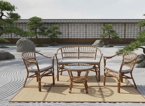 Juego de Mesa y Sillas de Ratán Hechas a Mano FLADEO, Muebles Modulares Cómodos para Sala de Estar, Diseño Clásico para Apartamentos, Hoteles y Villas - Product Image 2