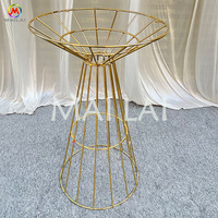 Table de bar en fil métallique doré avec plateau en verre, vente directe usine, idéale pour événements, location, table de cocktail extérieure pour décoration de mariage