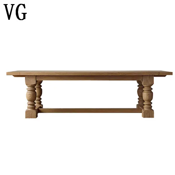 フレンチカントリースタイル無垢材アンティークフレンチスタイル素朴なダイニングテーブル