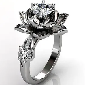 Korean New Design Beautiful Platinum Plated Birth Flower Rings For Girl