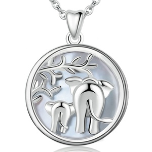 Isunni joyería colorido Abalone Shell S925 de plata esterlina de la madre y <span class=keywords><strong>el</strong></span> niño elefante suerte encanto collar - Product Image 2