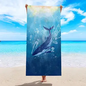 Wholesale 75*150CM Quick Dry Sand Free Towel Beach Cotton Microfiber Beach Towel With Logo Custom Print