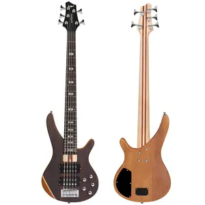 Penjualan Terbaik harga pabrik OEM ODM jembatan tetap mahoni dengan Rosewood top 5 senar Pickup aktif gitar Bass elektrik Jazz