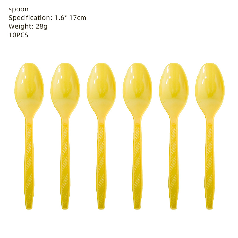 Yellow-10pcs pastic spoon