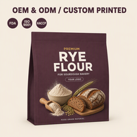 Sacs de farine de seigle imprimés sur mesure, sachets refermables de qualité alimentaire, emballage pour grains de seigle pour boulangerie et levain, vente en gros