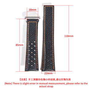 Bracelet de montre pliable en acier inoxydable massif pour Tag <span class=keywords><strong>Heuer</strong></span> <span class=keywords><strong>Monaco</strong></span> Gulf Series, bracelet de montre respirant en cuir de vache véritable, 22mm - Product Image 5