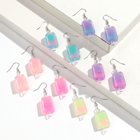 Lucu 2025 baru musim panas jimat makanan modis warna-warni Glitter 3D es loli warna gradien mengalir pasir es krim anting-anting