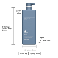 Bouteille de gel douche personnalisée de luxe de 500ml carré plat 800ml Bouteille de shampooing et de lotion pour soins capillaires bouteille à pompe de gel douche en plastique PET