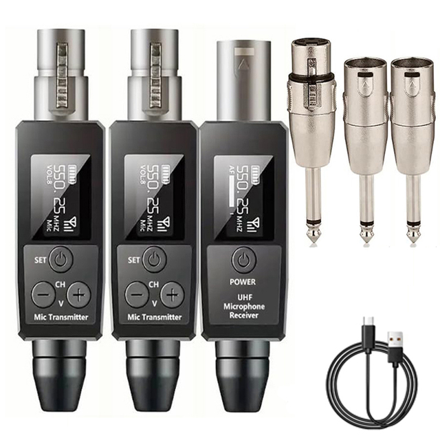 Professional TS-2 Wireless Microphone Transmitter and Receiver XLR Plug Wireless System Adapter