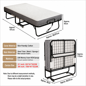 Cama <span class=keywords><strong>Plegable</strong></span> Personalizada OEM ODM con Colchón Híbrido de 12 cm, Esponja de Alta Densidad, Cama para Invitados, Marco Metálico Reforzado, Precio de Fábrica VLranlife - Product Image 2