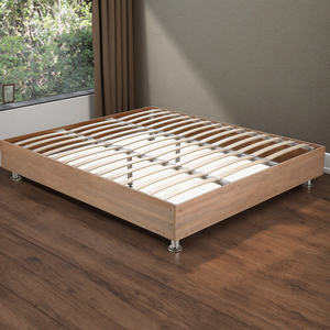 Base Letto King Size in Legno Massello Rivestita in PU, Stile Hotel 5 Stelle, Semplice e Trapuntata - Product Image 1