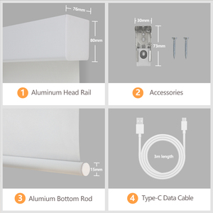 <span class=keywords><strong>Kit</strong></span> de stores roulants verticaux électriques minimalistes modernes Tissu Fenêtres françaises Télécommande Confidentialité Lamelles en aluminium Store - Product Image 4