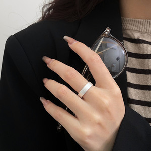 Yinruitai S925 Sterling <b>Silver</b> Frosted Texture <b>Ring</b> For Women Simple Matte Band Index Finger Everyday Wear - Product Image 4