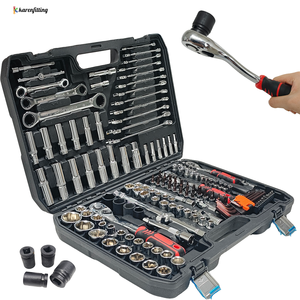 150 pièces 1/4 "3/8" 1/2 "jeu de douilles clé à cliquet Kit d'outils avec boîte à outils de réparation de voiture ensemble d'outils à main-001 - Product Image 1