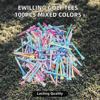 EWILLING Tees de golf professionnels durables, accessoires de golf, plusieurs couleurs, tailles variées, lot de 100 pièces, bambou/bois, taille 2-3/4 pouces