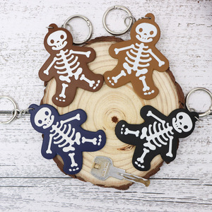 New and hot-selling creative Halloween skull <b>keychain</b>, cartoon PU <b>leather</b> <b>keychain</b>, bag pendant. - Product Image 1
