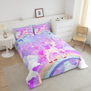 Kawaii cầu vồng Unicorn <span class=keywords><strong>bedding</strong></span> <span class=keywords><strong>Set</strong></span> với Reversible Comforter & 2 vỏ gối cho cô gái trẻ em phòng trang trí nội thất - Product Image 5