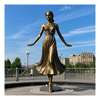 Belle statue de danseuse en métal bronze grandeur nature Sculpture décorative extérieure coulée superbe statue féminine dansante