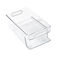 Organisateur de boissons pour réfrigérateur, distributeur de canettes à double couche avec poignée, bac de rangement transparent en PET pour canettes de soda, de bière et autres boissons