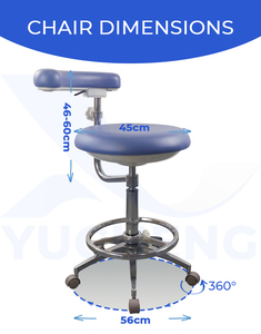 Tabouret dentaire ergonomique réglable pour infirmière avec accoudoir rotatif à 360 degrés et repose-pieds, en cuir PU pour clinique - Product Image 3