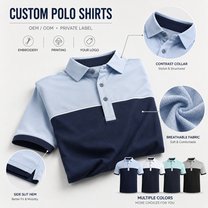 Polos Grande Taille pour Hommes, Polo de Golf de Luxe Personnalisé, Taille Plus, Color Block, Logo Personnalisé, Fabrication sur Commande, Fabricant - Product Image 3
