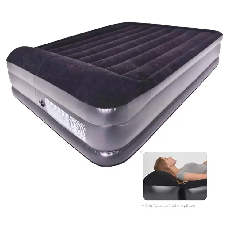 Cheaper twin size airbeds space saving home furniture High Raised Airbed air bed Mattresses with built in pillow inflatable bed