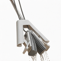Serpillère pliable à éponge avec essorage mains libres et manche en acier pour la maison, la cuisine et la salle de bain